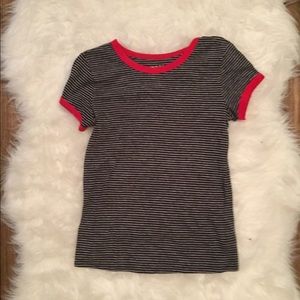 Striped Arizona Tee with Stylish Red Trim